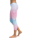 Pastel Blue & Pink Mandala Capris - GearBunch Leggings / Yoga Pants