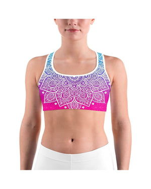 Blue to Pink Mandala Sports bra - GearBunch