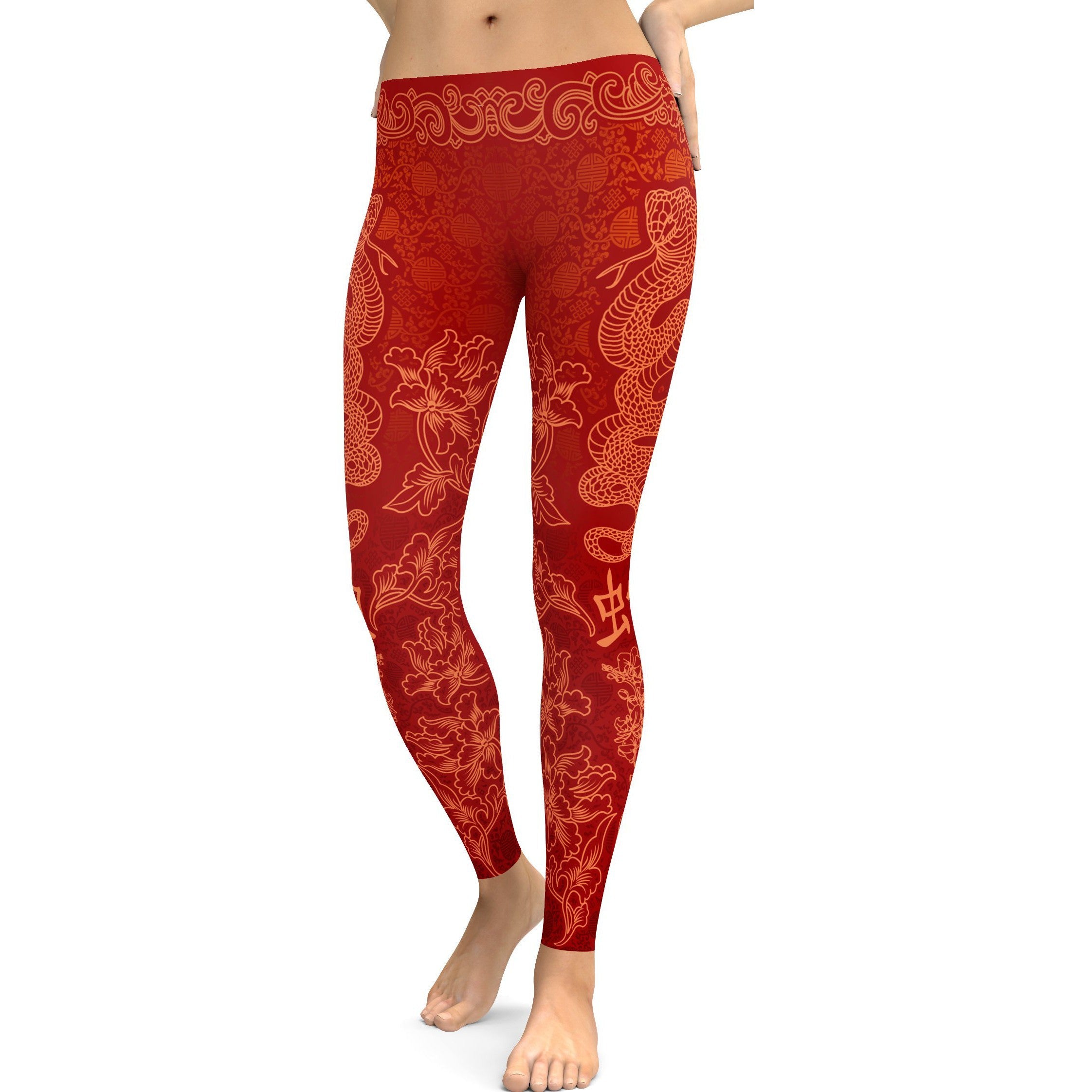 Chinese Zodiac Snake Leggings - GearBunch Leggings / Yoga Pants