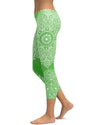 Lime Green Mandala Capris - GearBunch Leggings / Yoga Pants