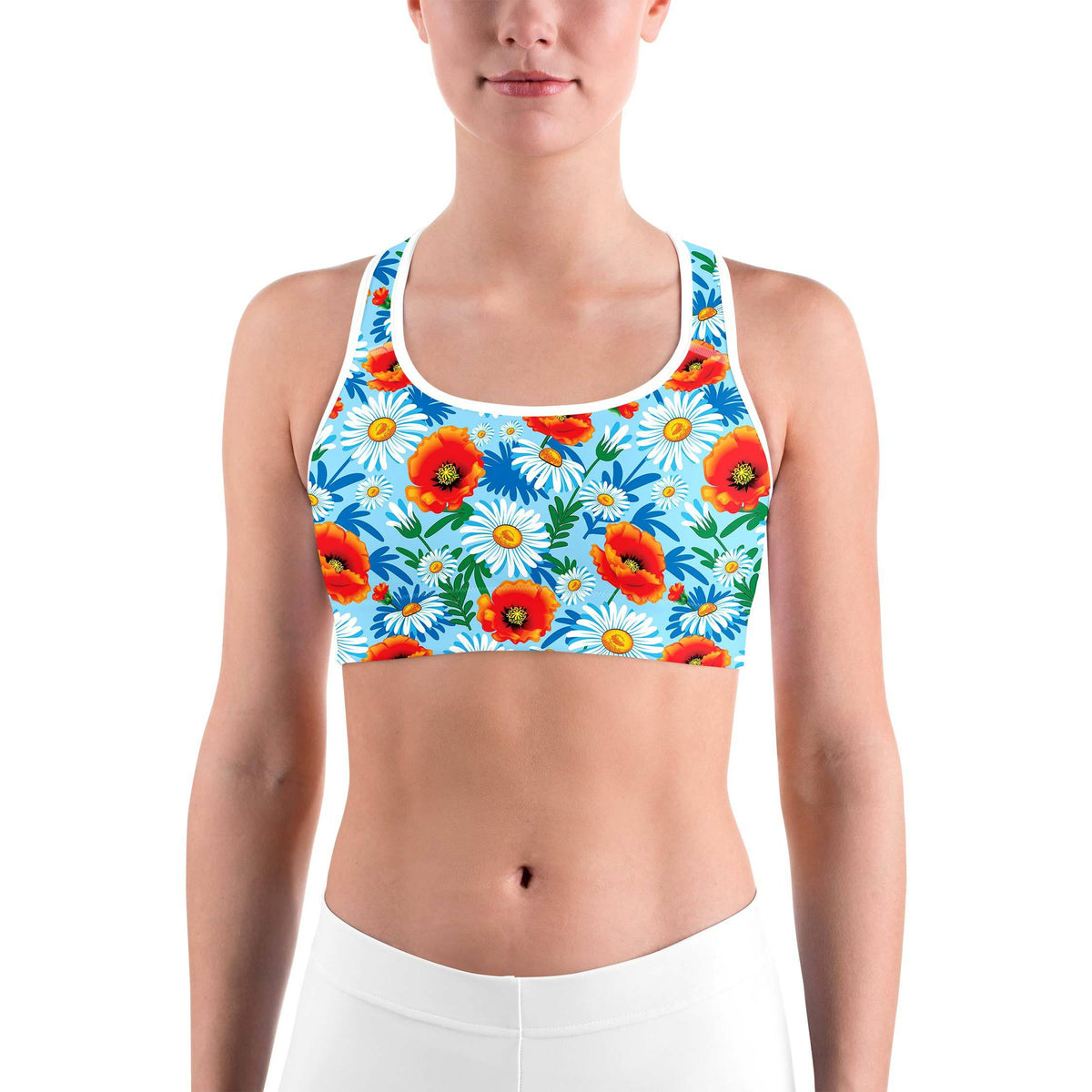 Poppy & Daisy Floral Sports Bra | Women's Sports Bra | GearBunch