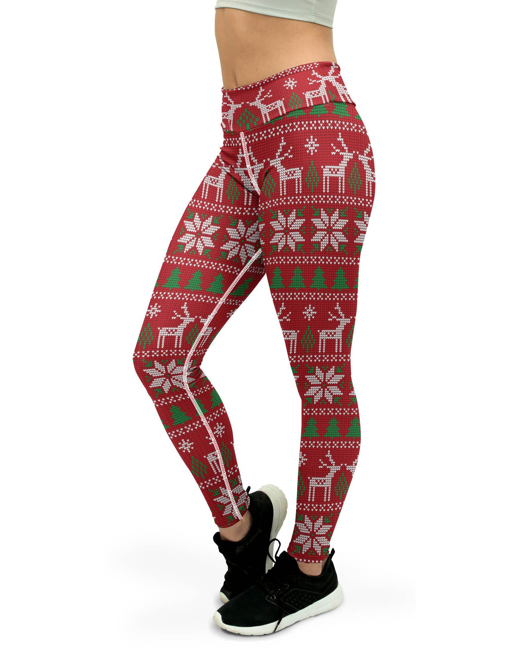 Women's Ugly Christmas Holiday Leggings Tummy Control Red Wine Glass  Graphic Yoga Leggings High Waist Seamless Leggings