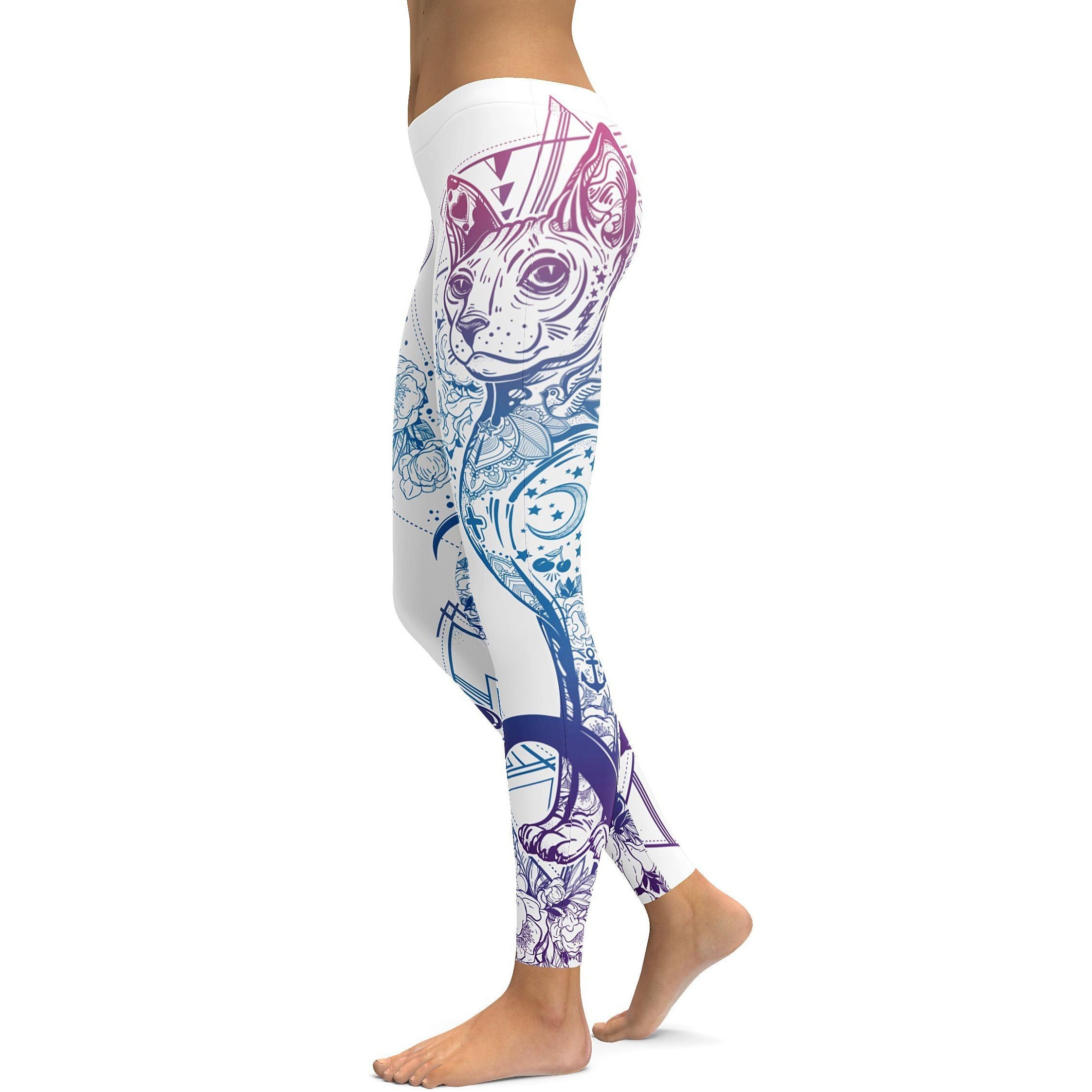 Bright White Cat Leggings (hidden because of sales volume) - GearBunch Leggings / Yoga Pants