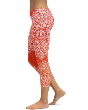 Red to Orange Mandala Capris - GearBunch 