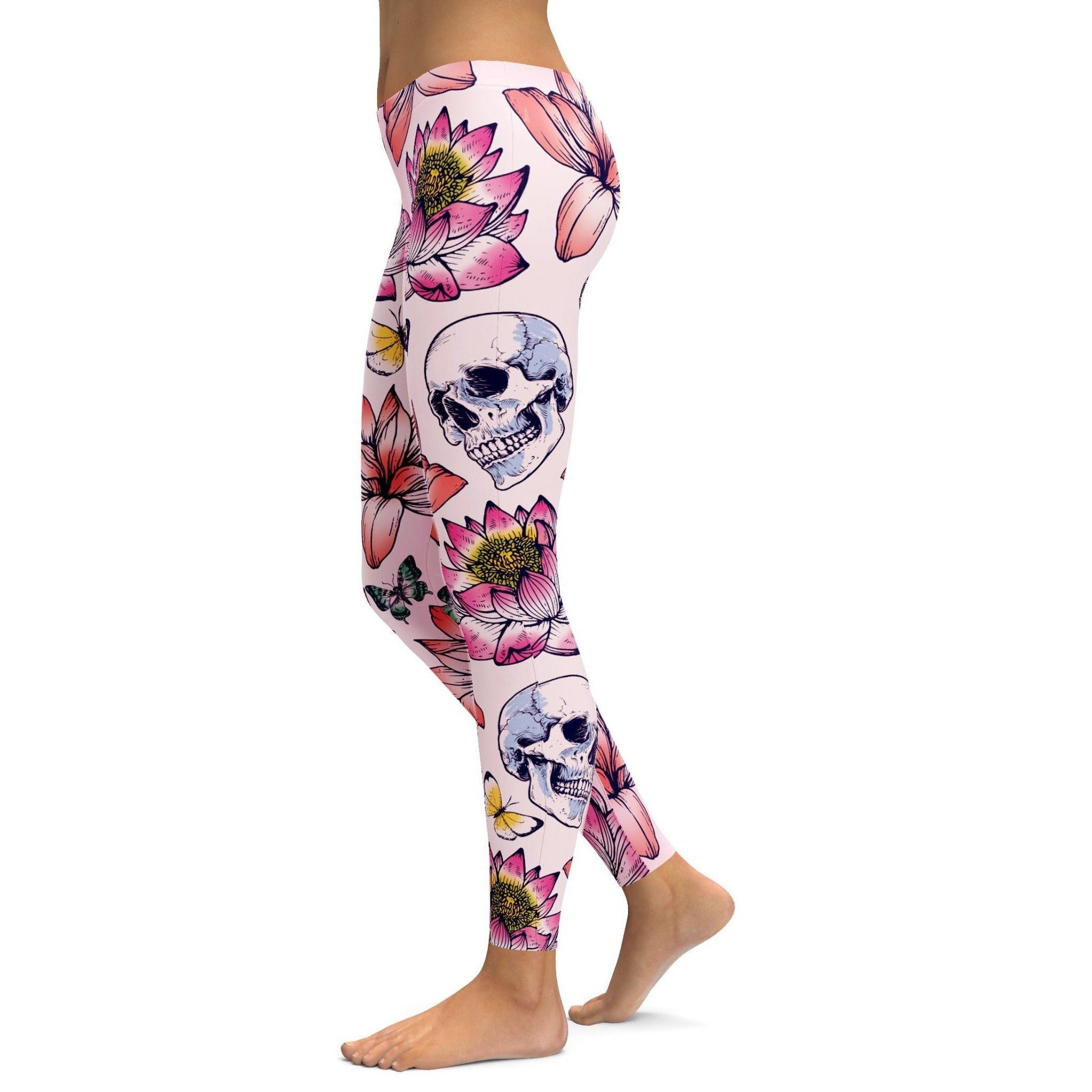 Skulls & Lotus Leggings - GearBunch