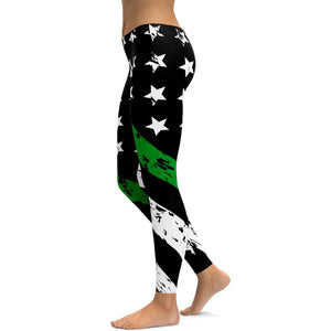 Thin Green Line Leggings - GearBunch 