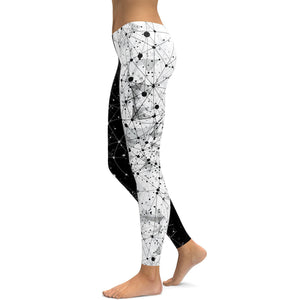 Womens Workout Yoga Poly Day & Night Leggings Black/White | Gearbunch.com