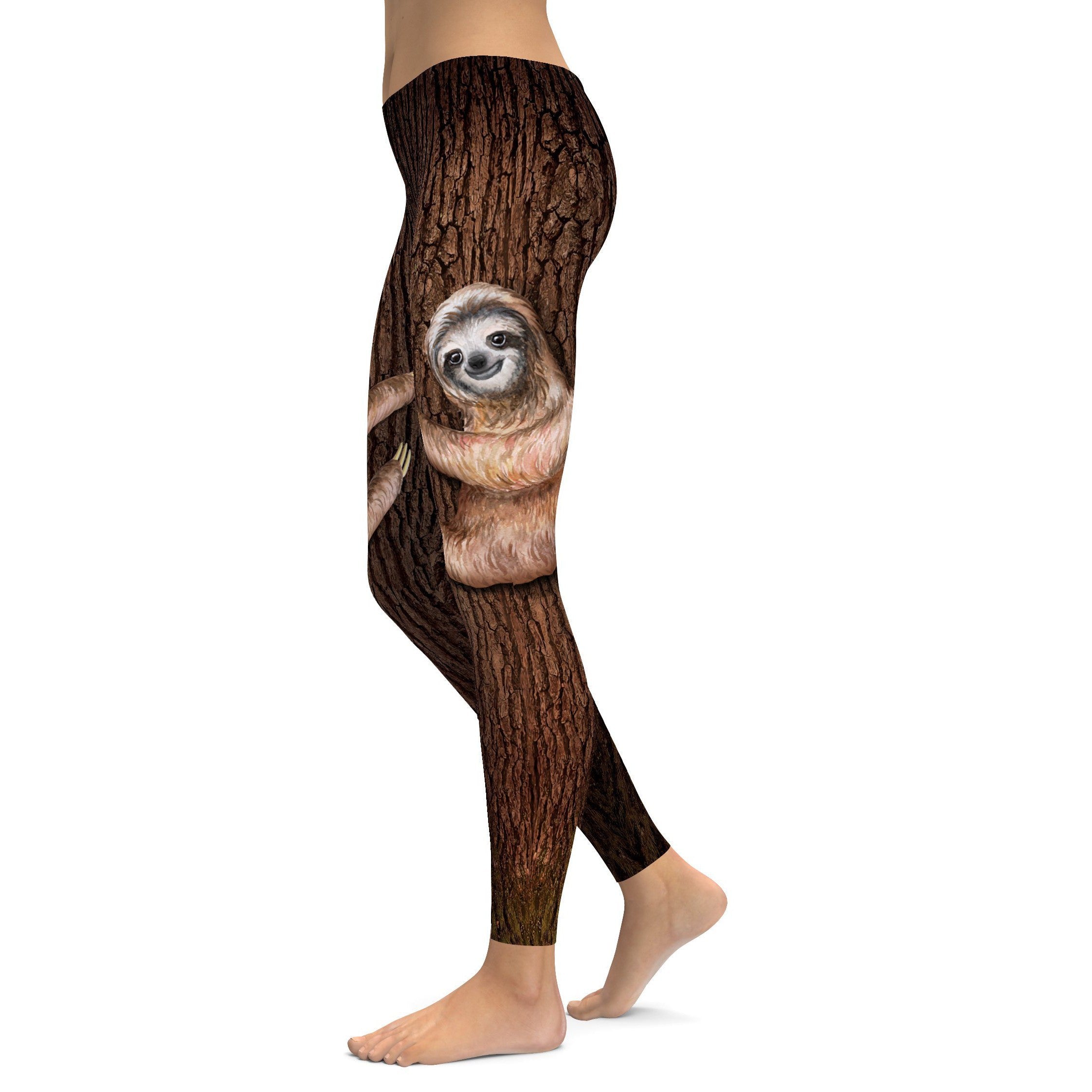 Women's sloth printed leggings front view