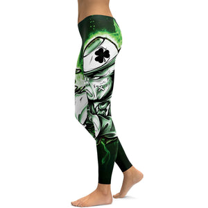 Womens Workout Yoga Leprechaun Leggings Green/White/Black | Gearbunch.com