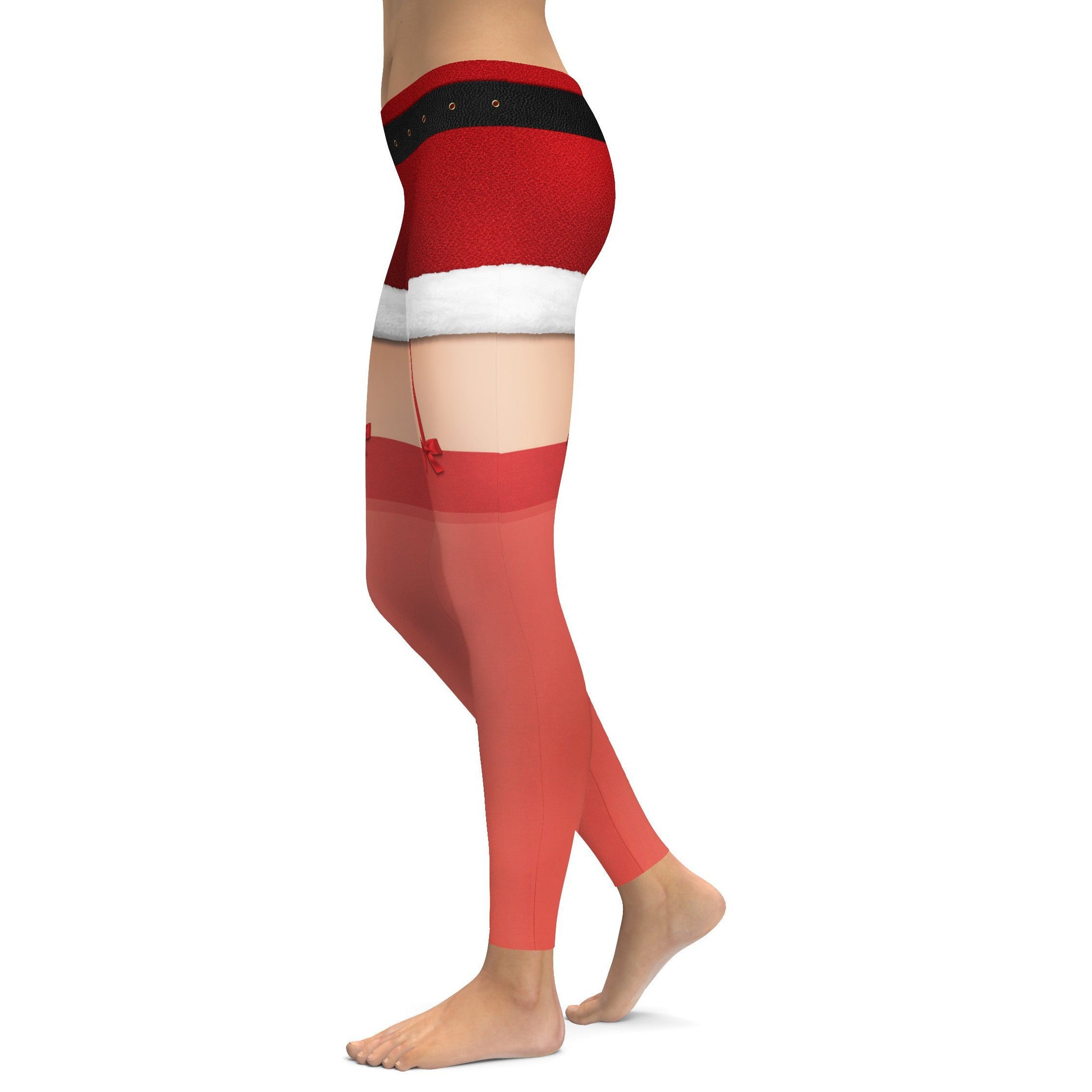 Christmas Shorts with Red Stockings Leggings - GearBunch Leggings / Yoga Pants