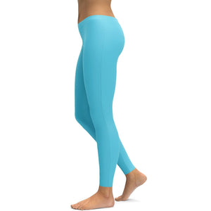 Solid Baby Blue Leggings - GearBunch