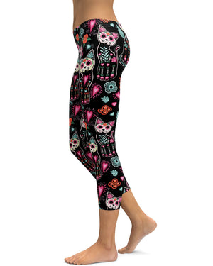 Calavera Cat Capris - GearBunch Leggings / Yoga Pants