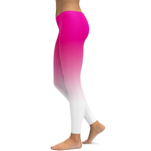 Ombre Pink to White Leggings - GearBunch