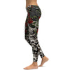 Womens Workout Yoga Skulls & Roses Leggings Black/Red/White | Gearbunch.com