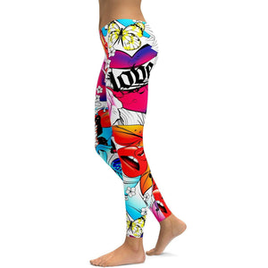 Flowers and Tats Rave Leggings - GearBunch