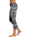 B&W Ornamental Owl Capris - Gearbunch