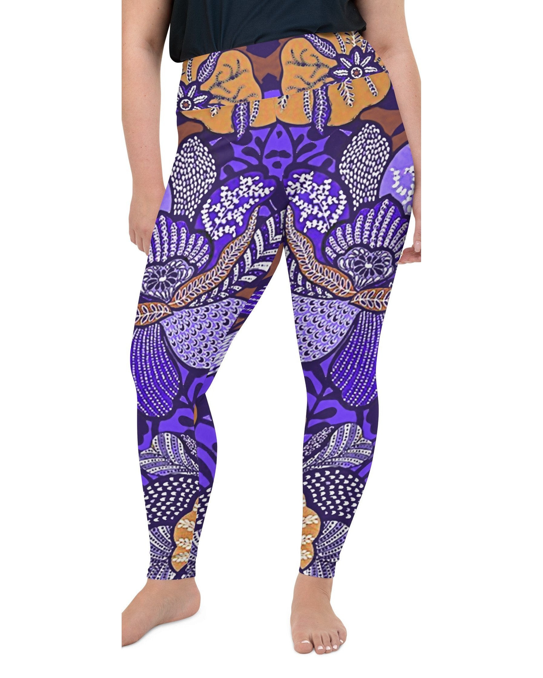 Purple Batik Floral Plus Size Leggings Gearbunch