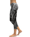 Womens Fashion Grey Swirl Capris Leggings Grey/White | Gearbunch.com