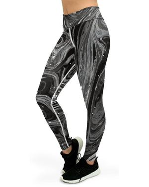 Womens Workout Yoga Pants Grey Swirl Grey/White | Gearbunch.com