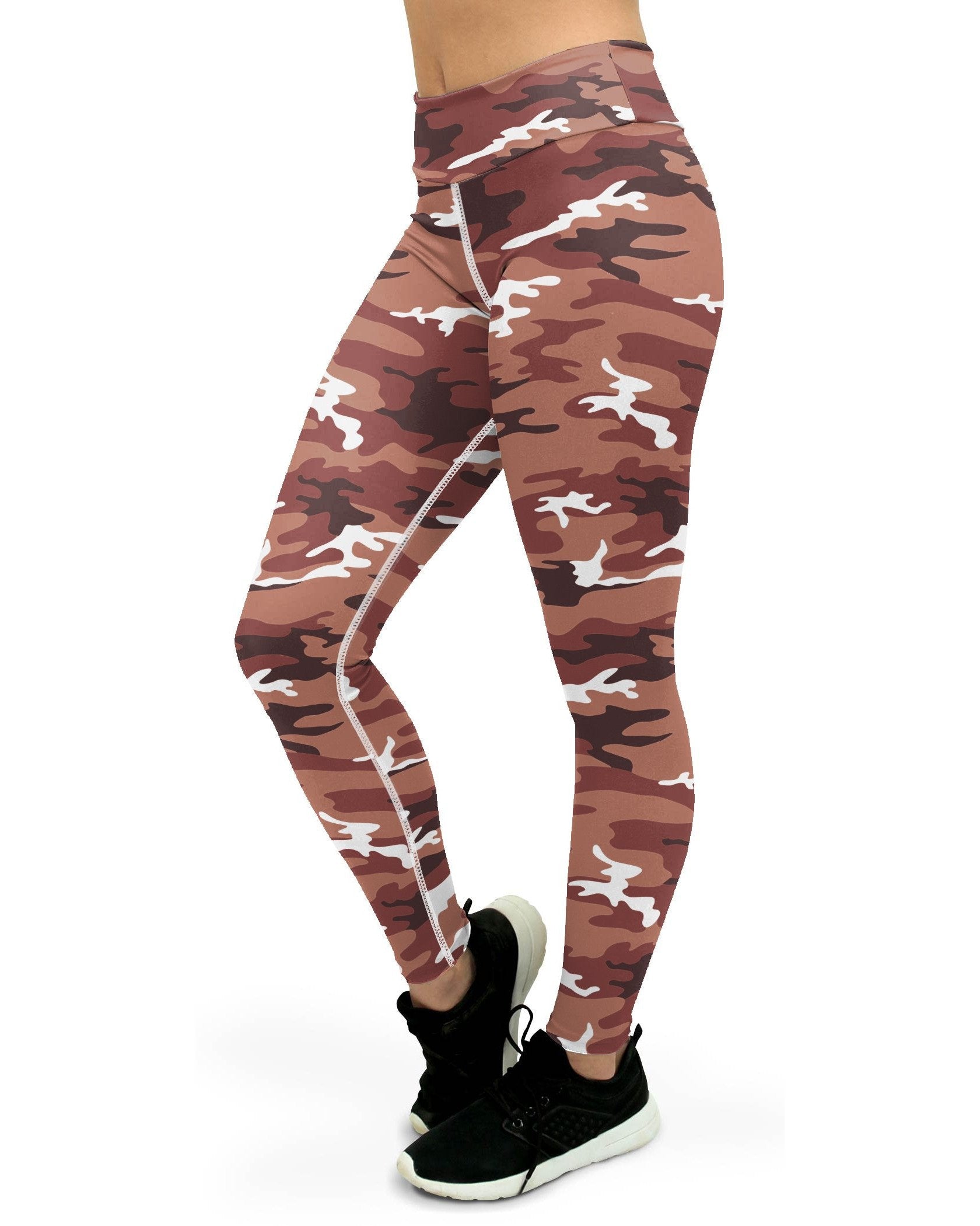 Womens Workout Yoga Pants Brown Camo Brown/white/Black | Gearbunch.com