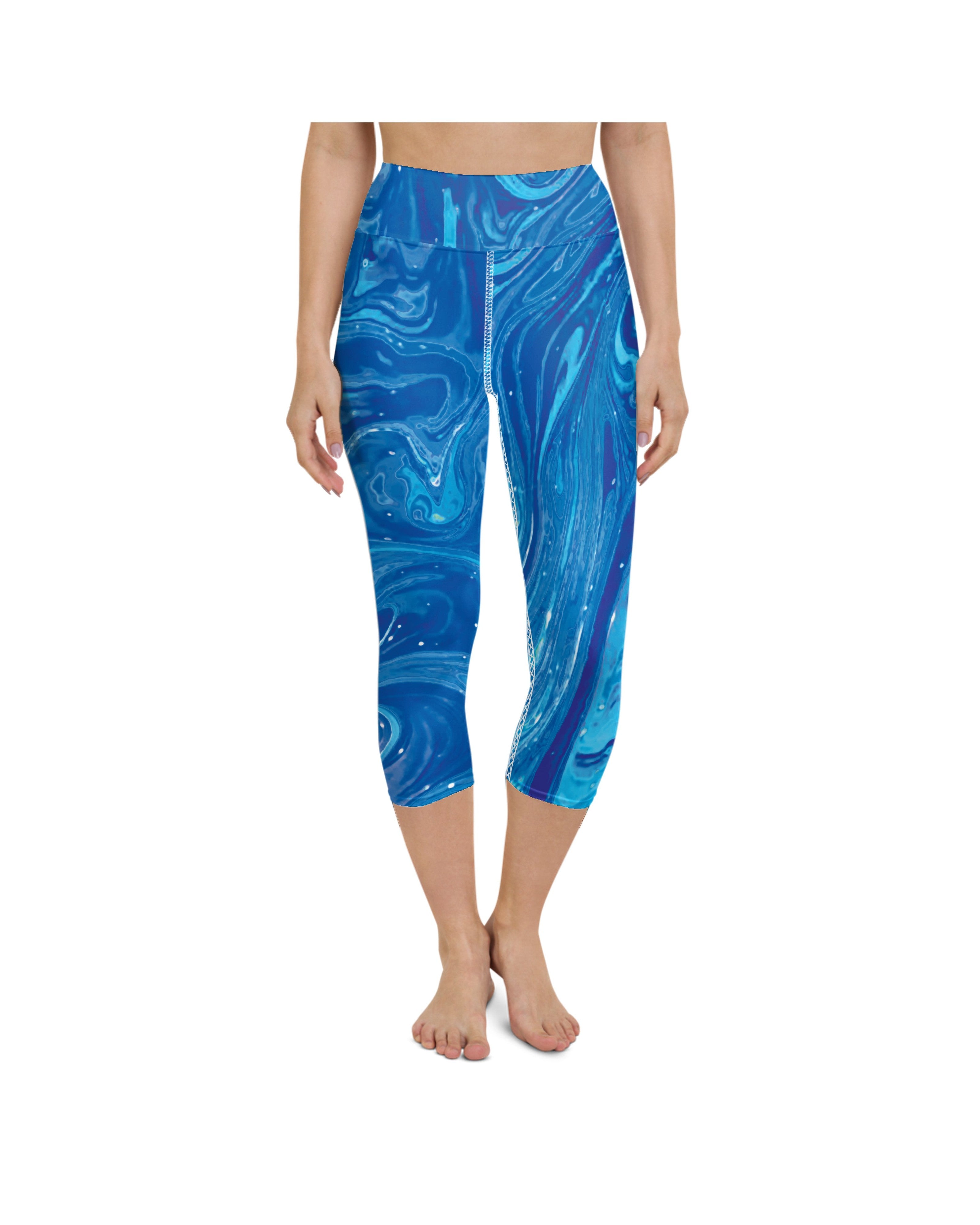 Blue Swirl Yoga Capris Gearbunch