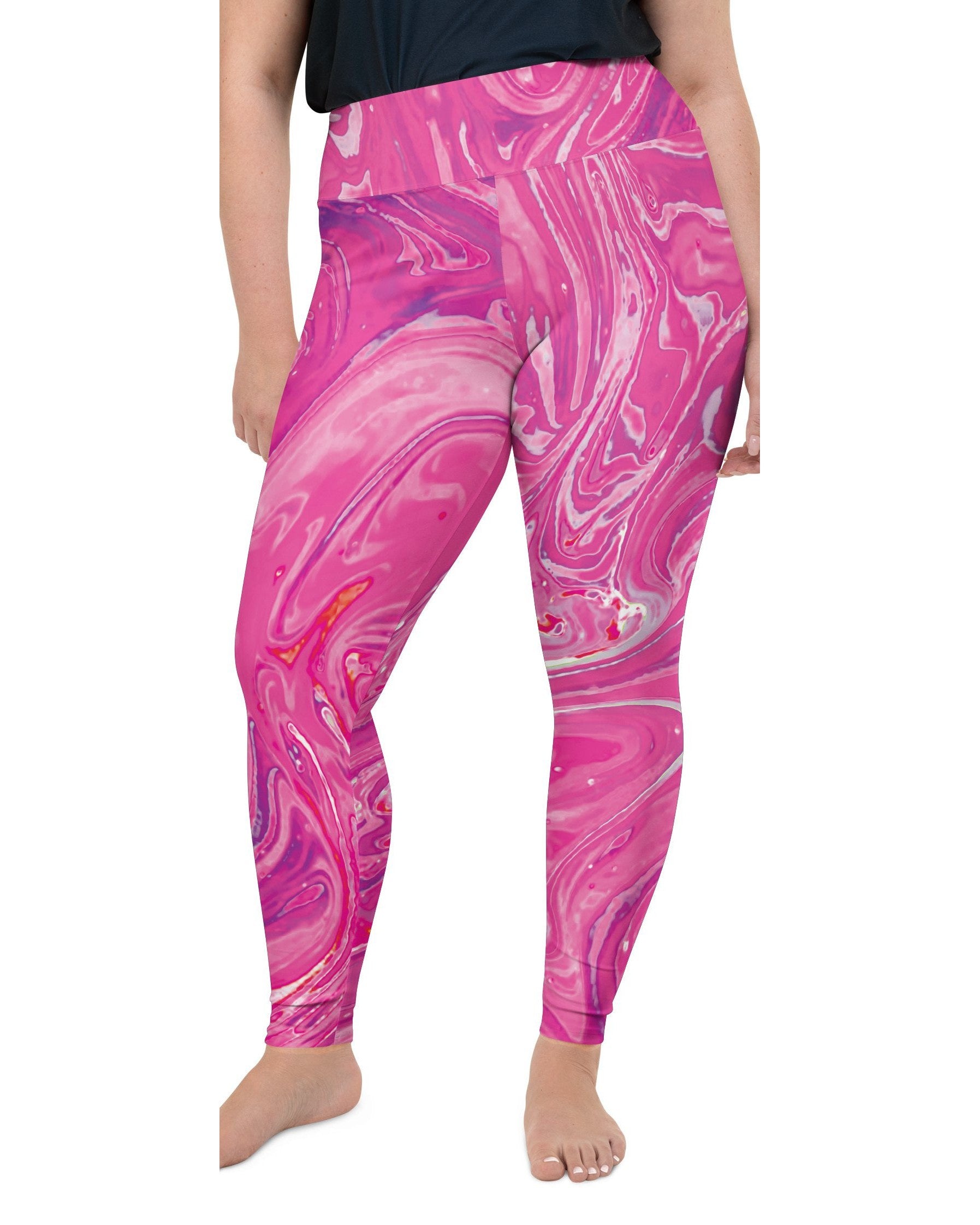 Pink Swirl Plus Size Leggings Gearbunch