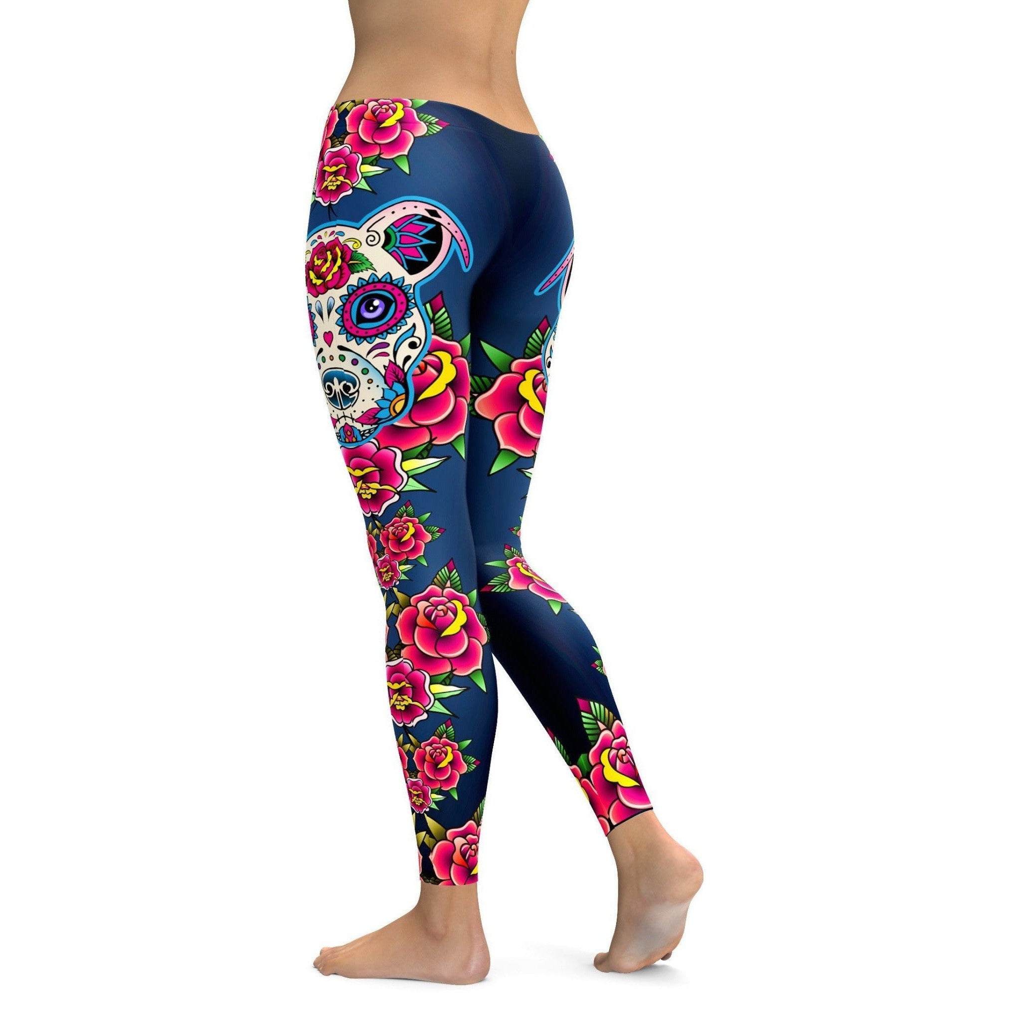 Sugar Skull Pitbull Leggings | GearBunch