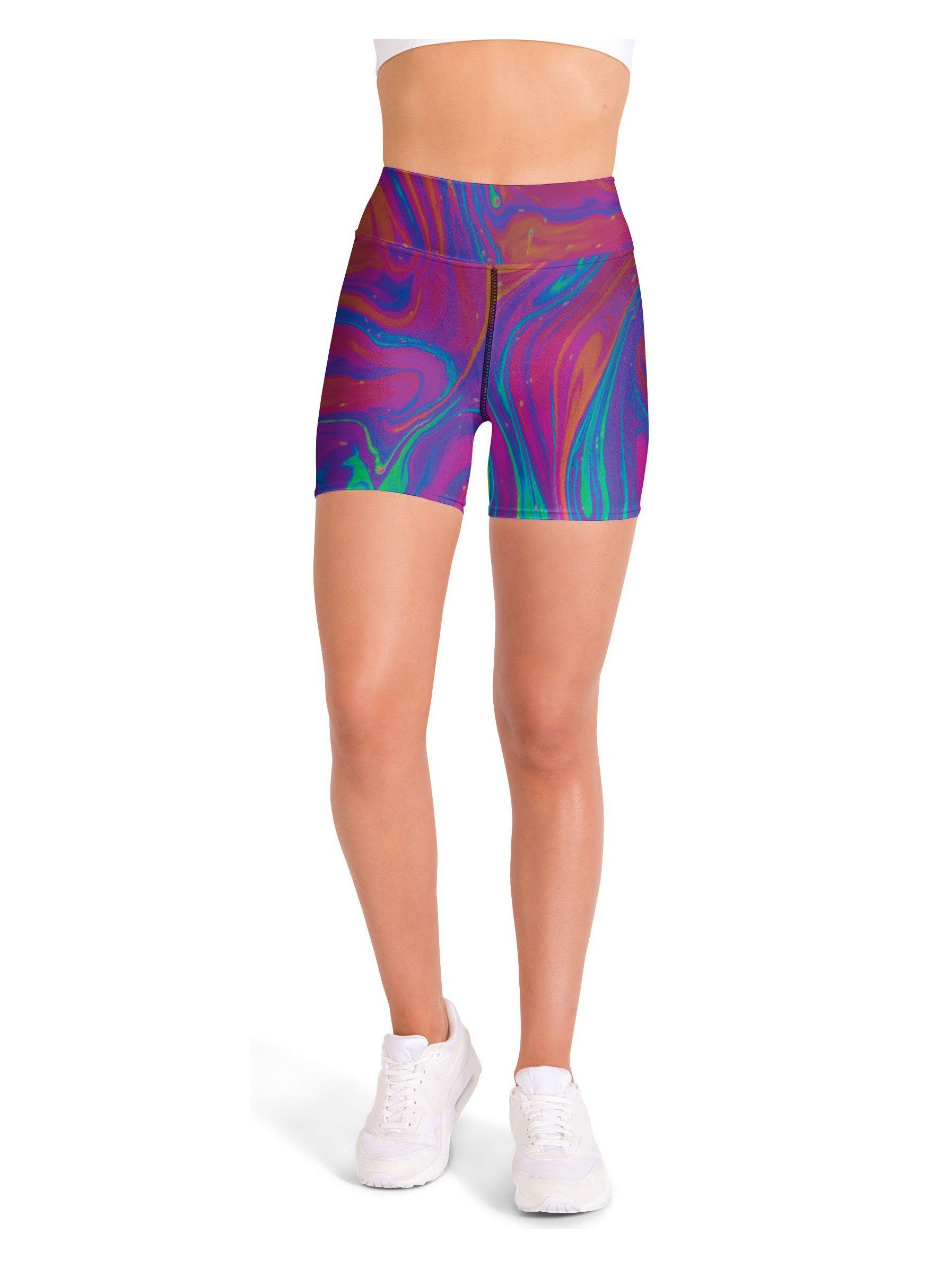 Colorful Splash Yoga Shorts Gearbunch