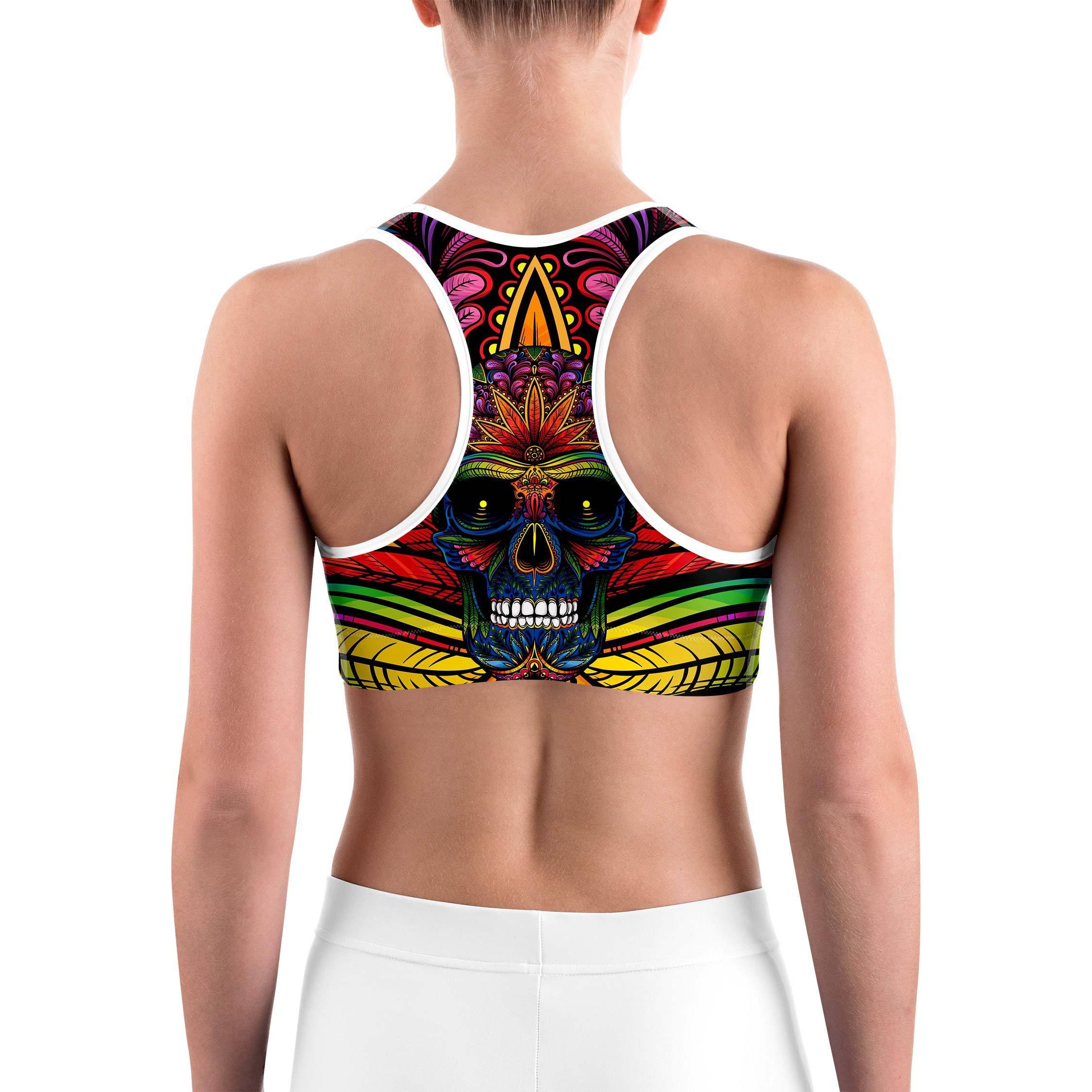 EDM - Rainbow Rave Skull Sports bra