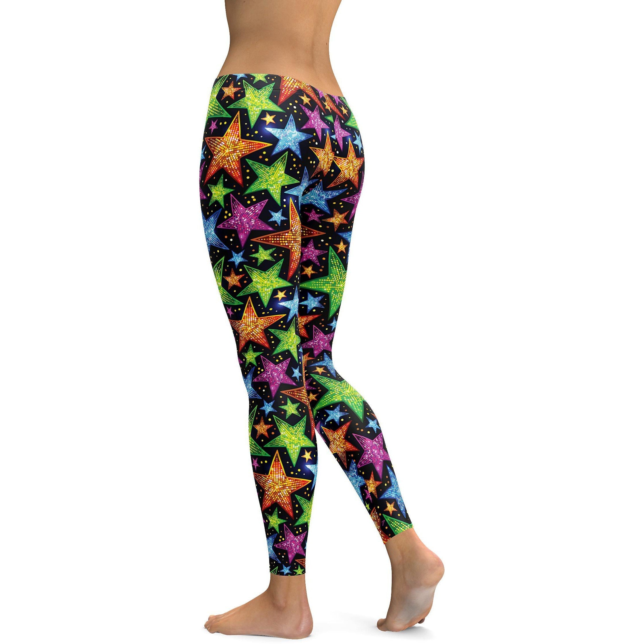 Faux Sequin Stars Leggings - GearBunch Leggings / Yoga Pants