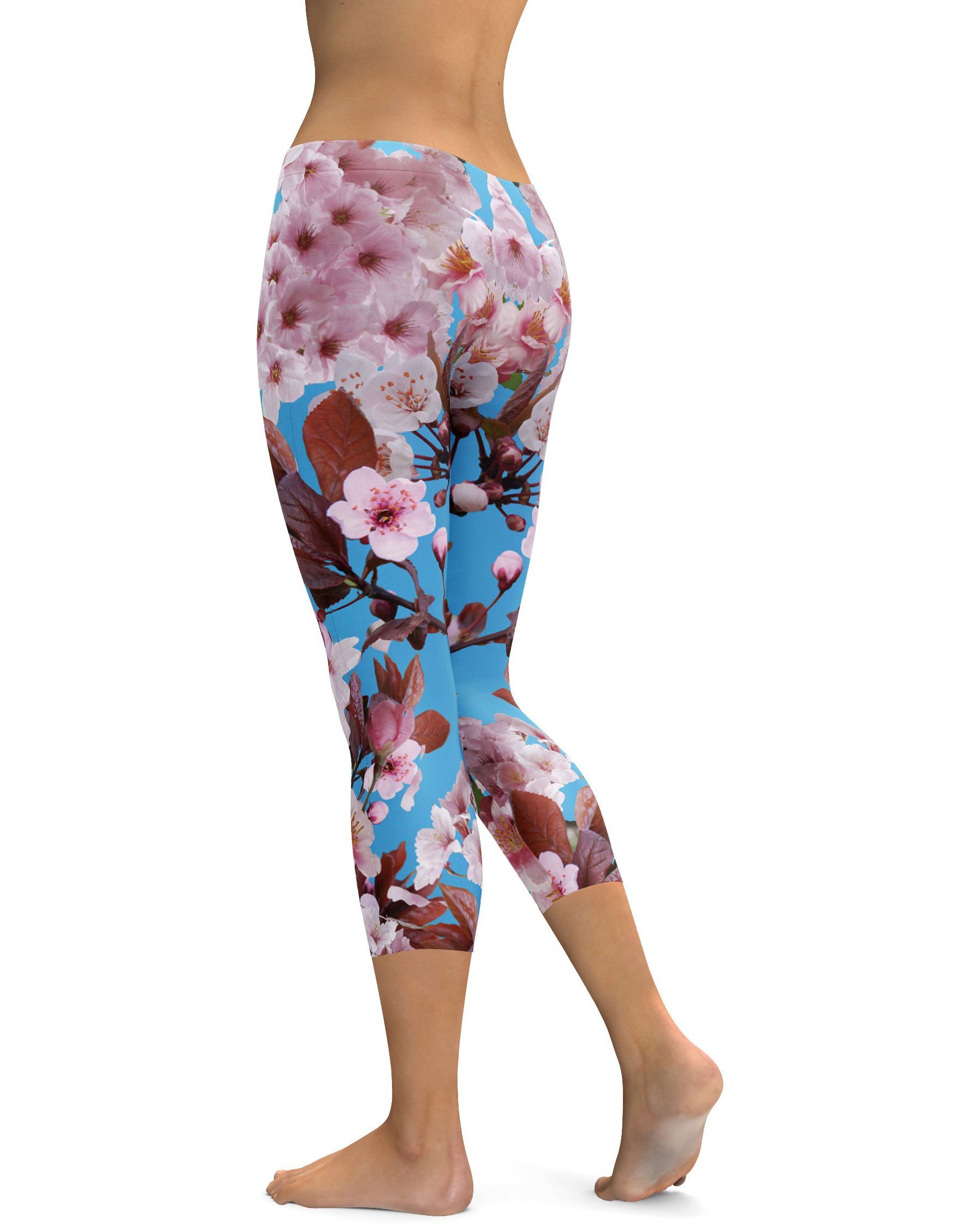 Cherry Blossom Capris - GearBunch Leggings / Yoga Pants