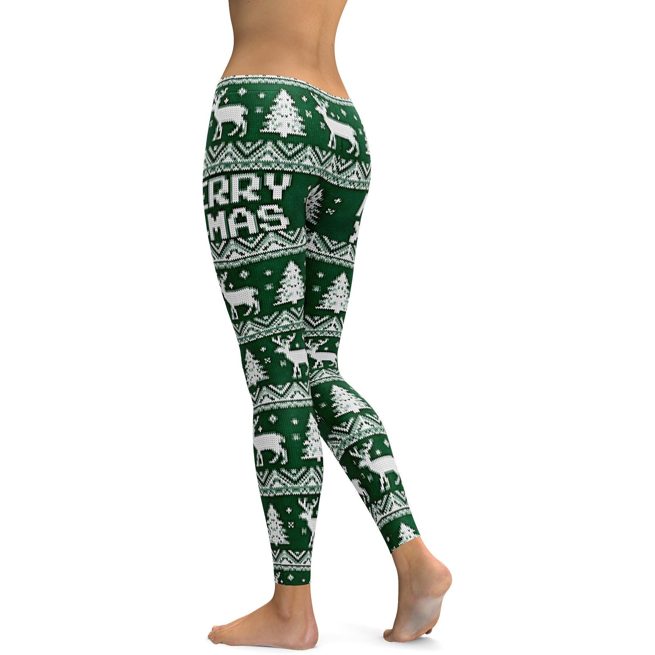 Green Ugly Christmas Leggings - GearBunch Leggings / Yoga Pants