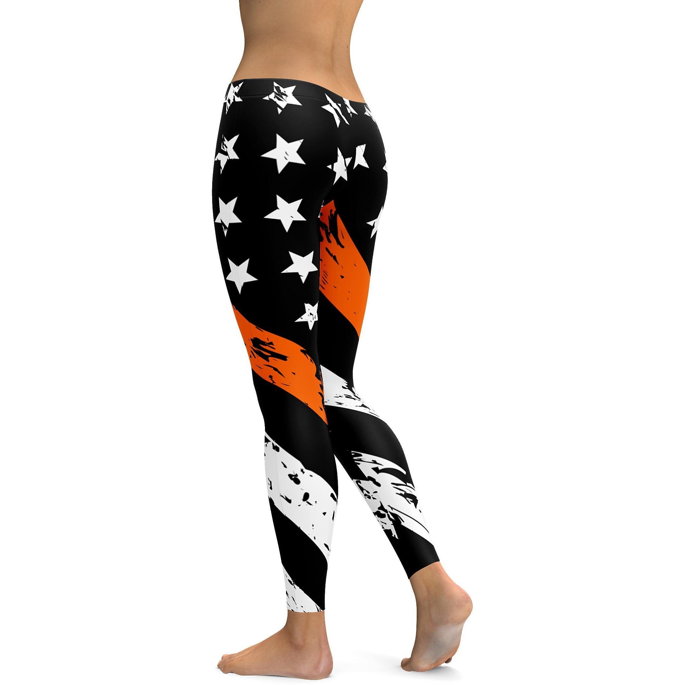 Thin Orange Line Leggings - GearBunch Leggings / Yoga Pants