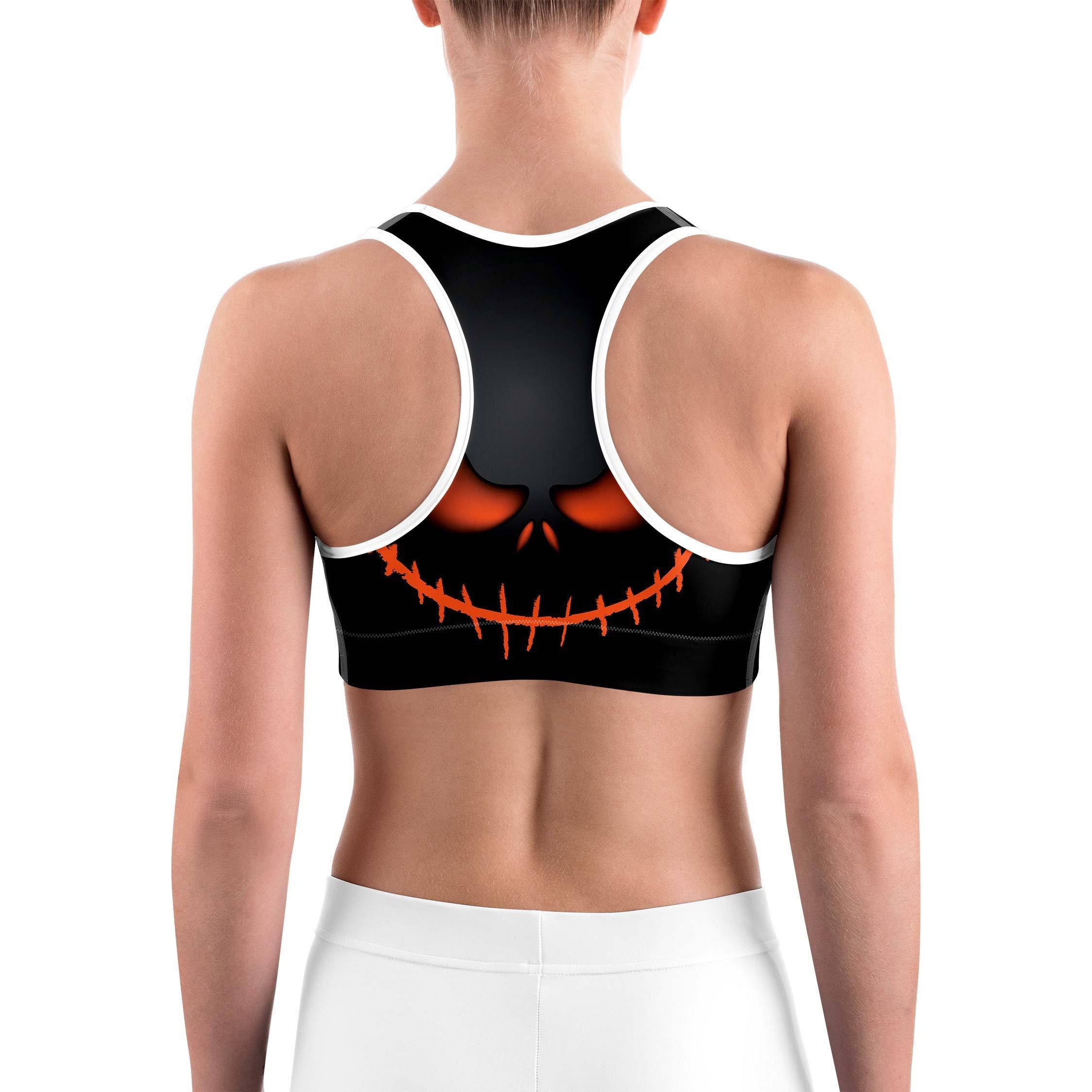 Halloween Evil Pumpkin Grin Sports bra