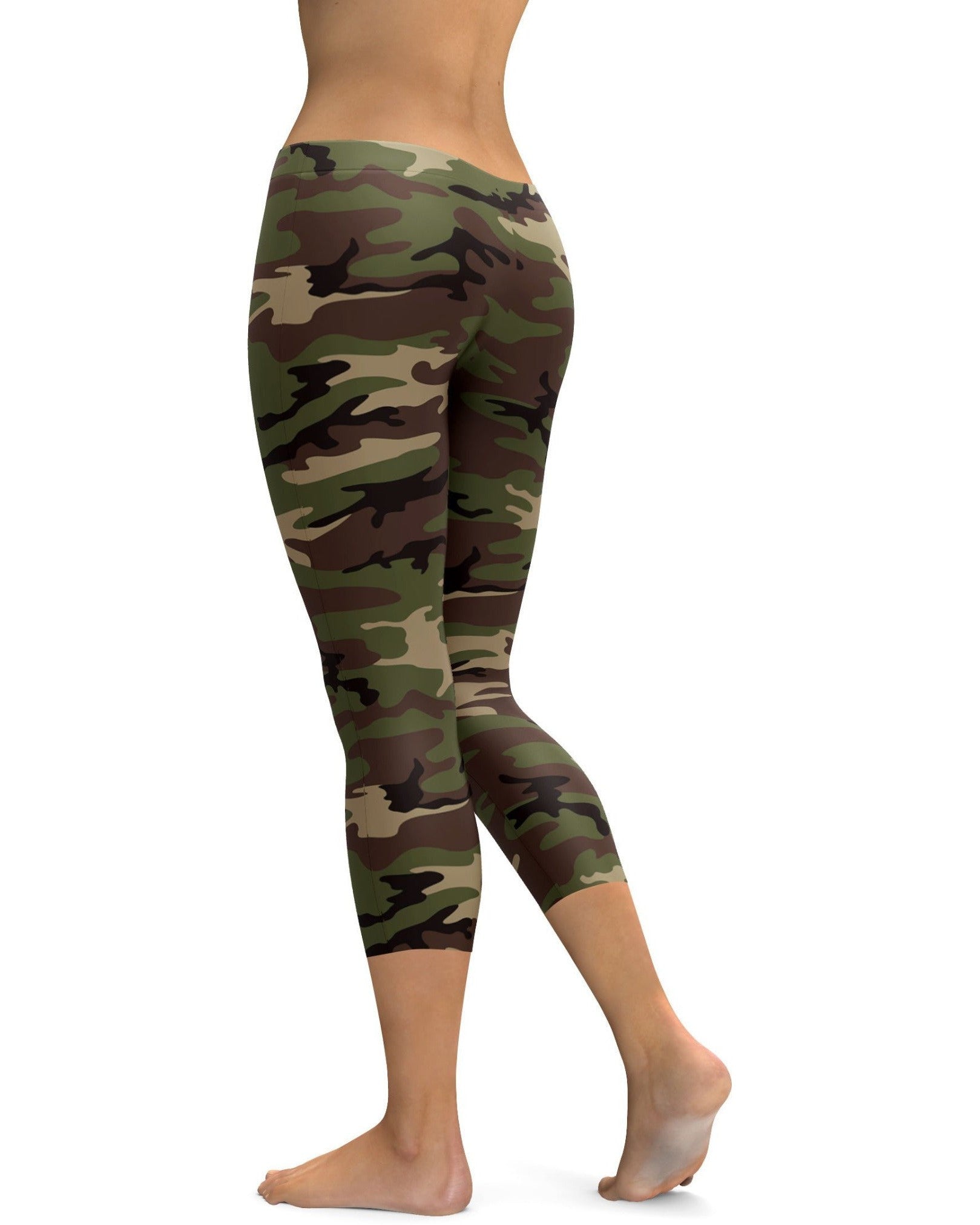 womens workout and yoga camouflage Capri leggings