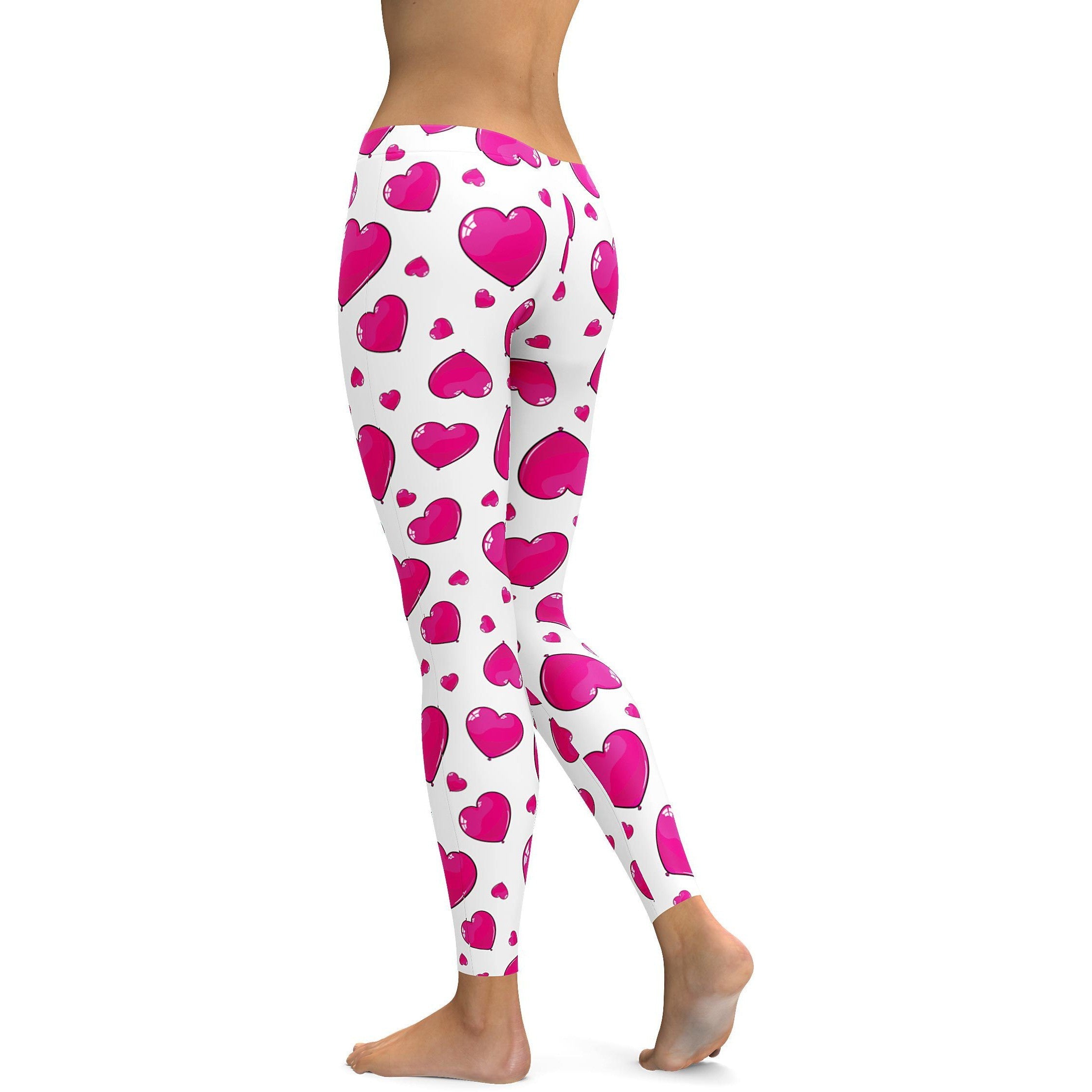 Pink Heart Shaped Balloon Leggings - Gearbunch