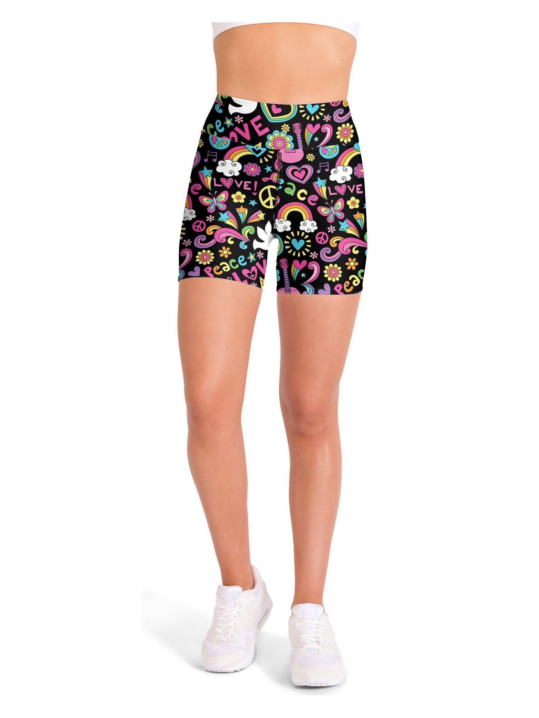 Peace and Love Yoga Shorts Geabunch
