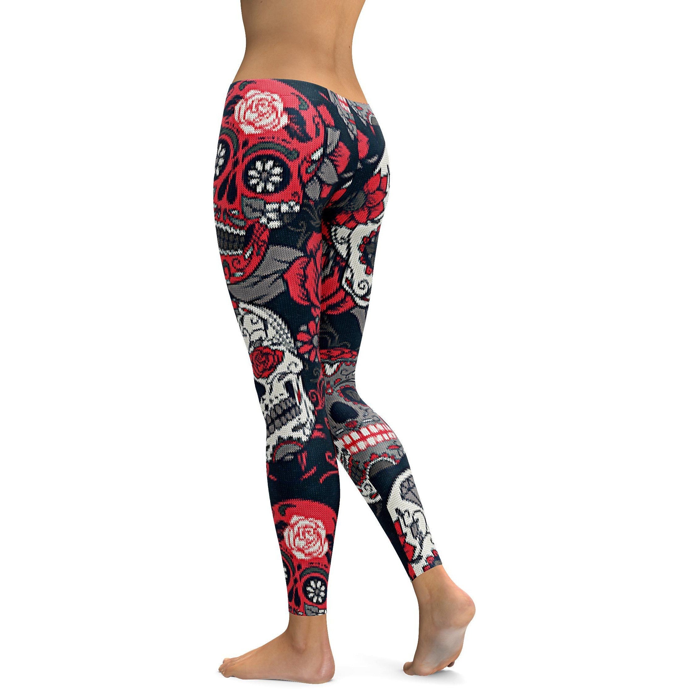 Ugly Christmas Pink Sugar Skull Leggings GearBunch