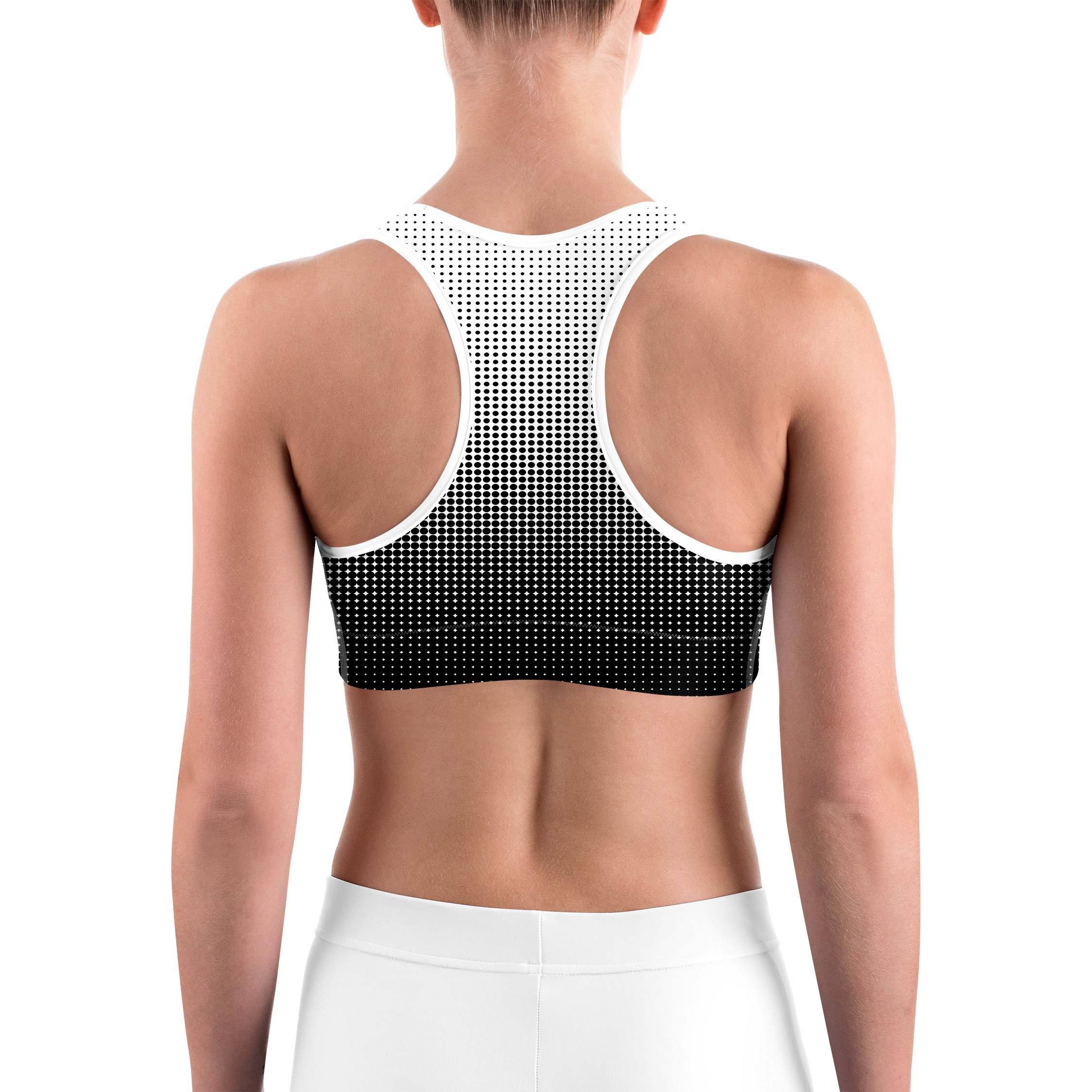 B&W Halftone Sports bra - GearBunch Leggings / Yoga Pants