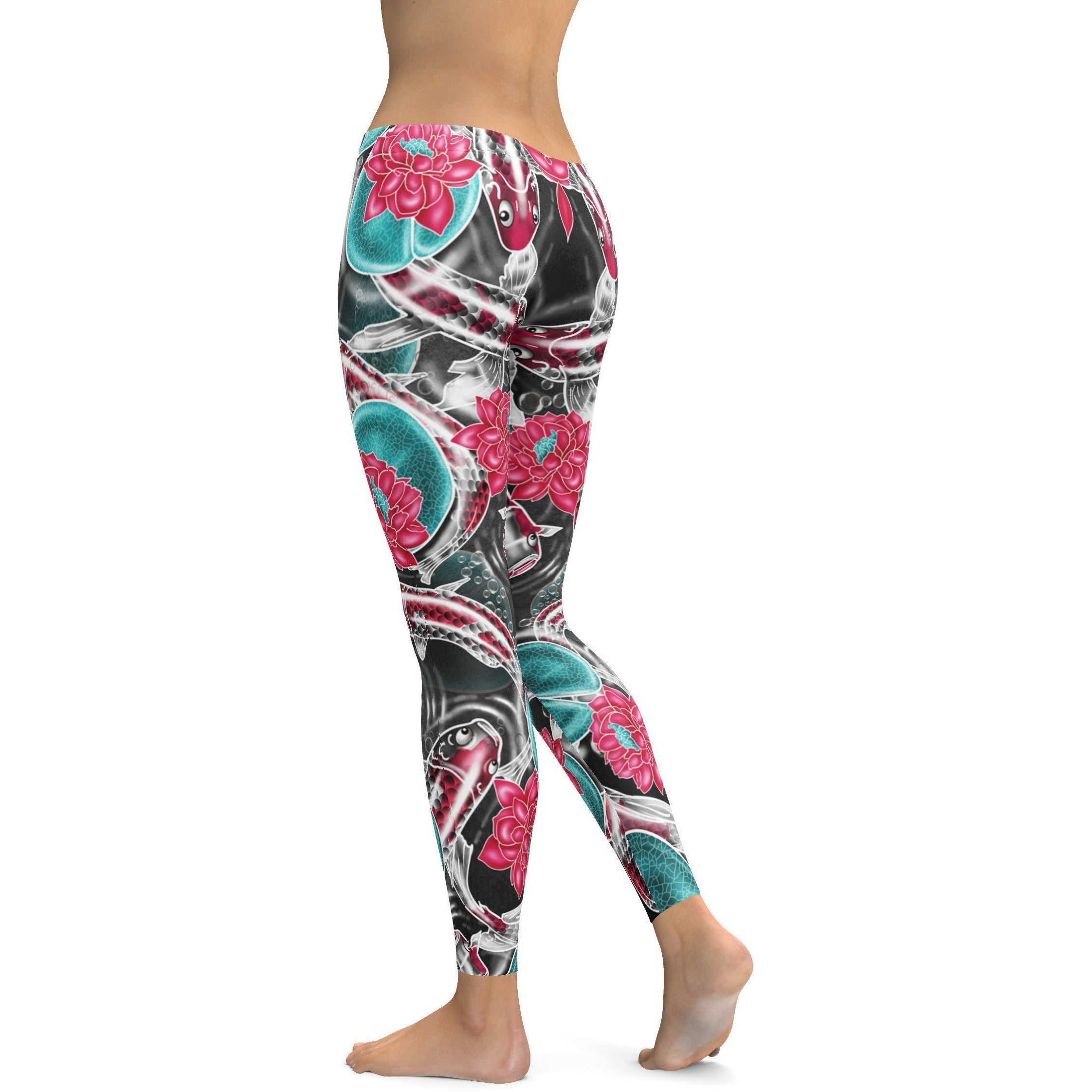 Colorful Koi Fish Leggings - GearBunch Leggings / Yoga Pants