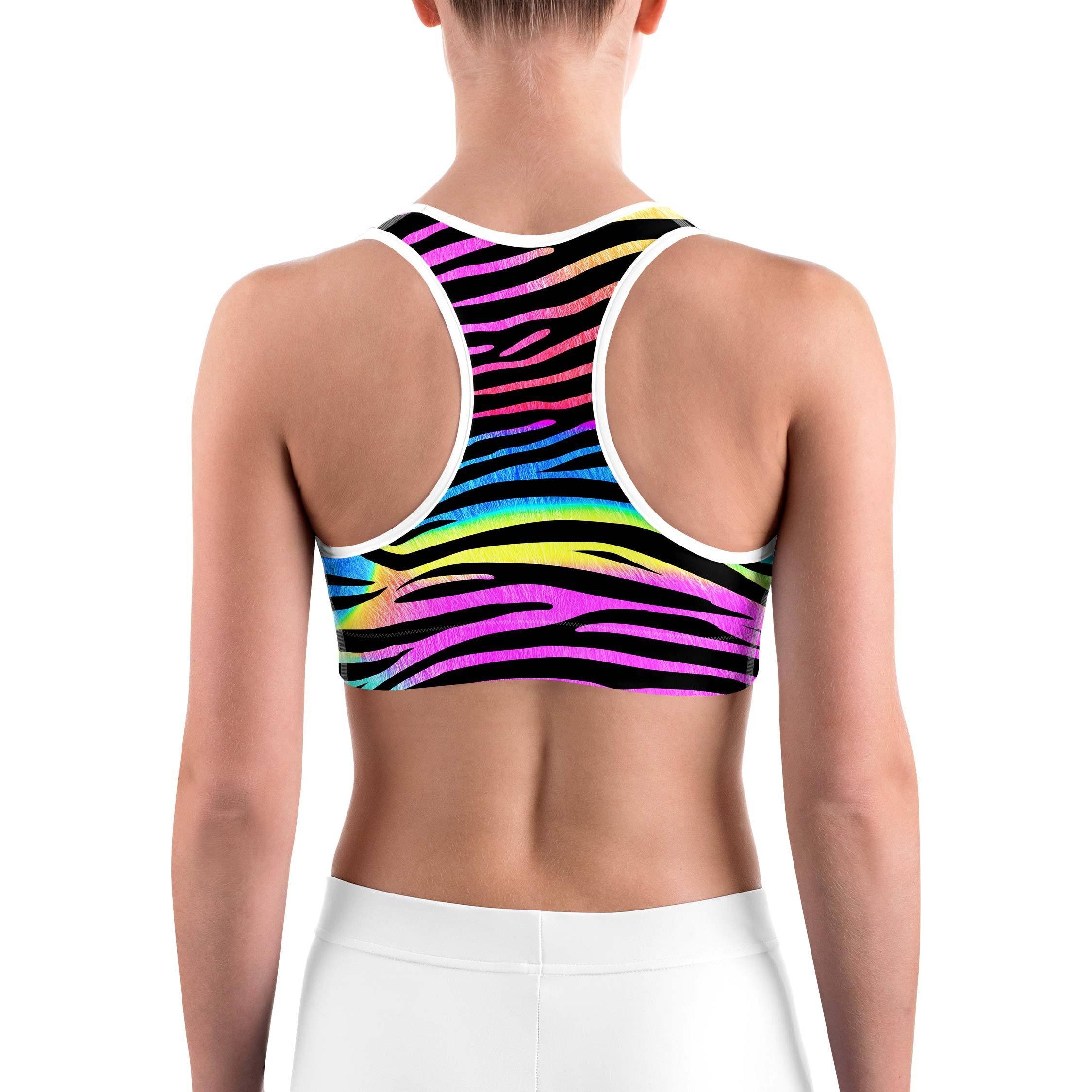 Colorful Zebra Striped Sports Bra