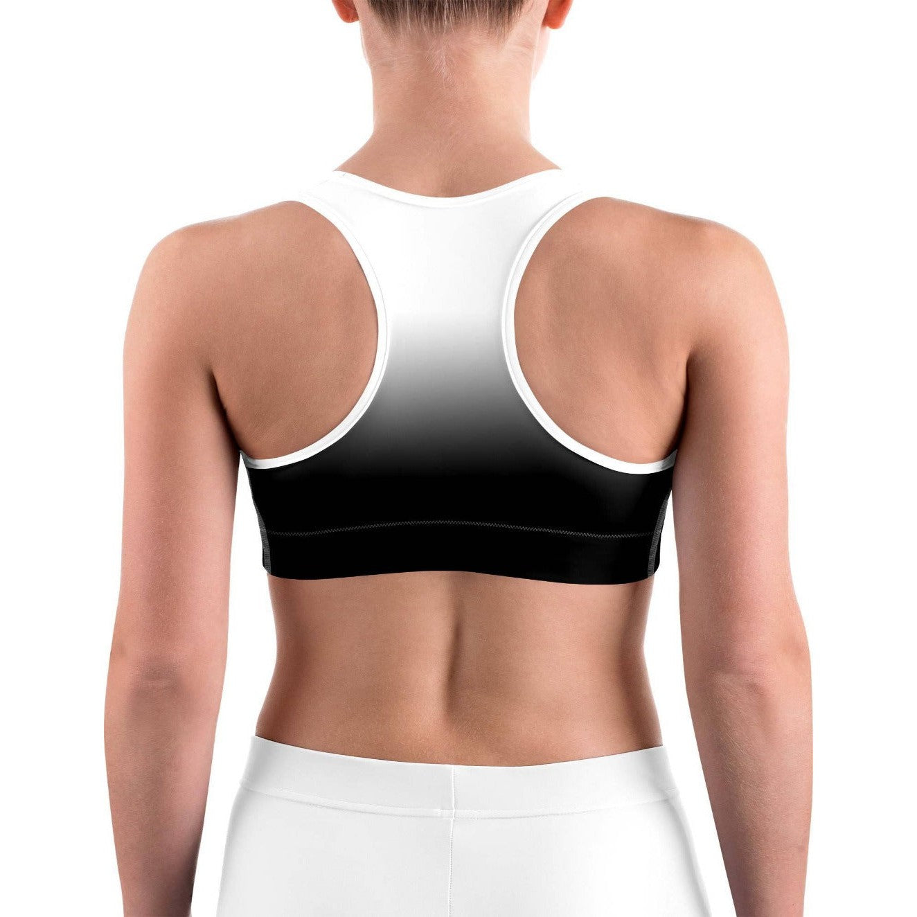 Ombre White to Black Sports bra | Gearbunch