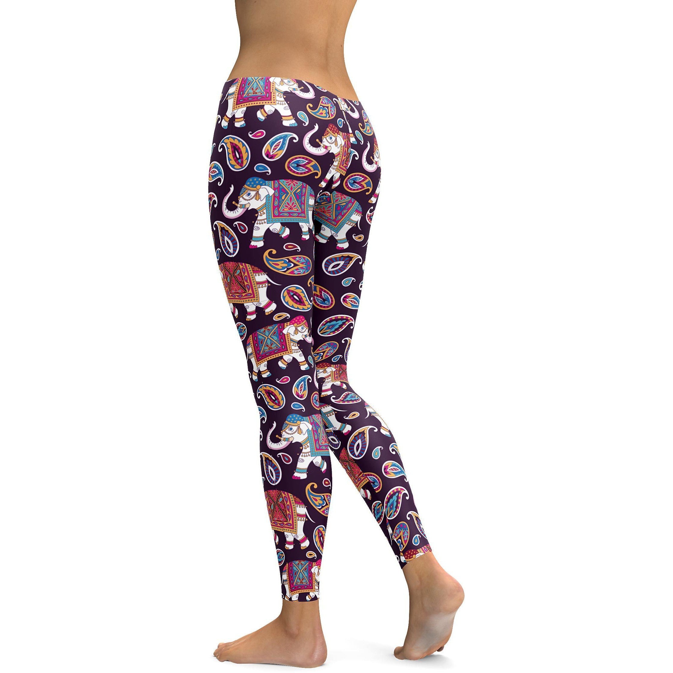 Indian Elephant Pattern Leggings - GearBunch Leggings / Yoga Pants