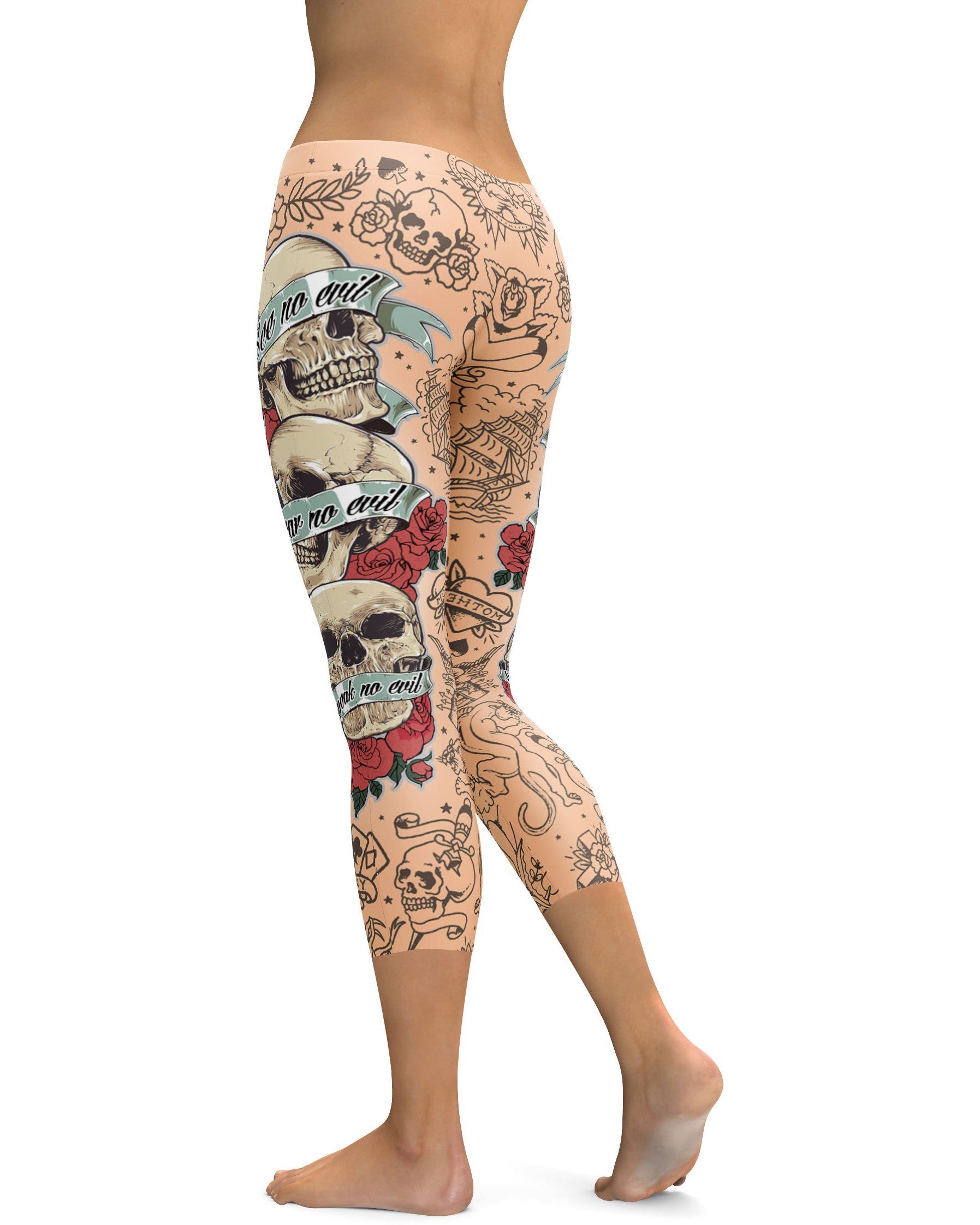 See no evil, Hear no evil, Speak no evil Capris - GearBunch Leggings / Yoga Pants