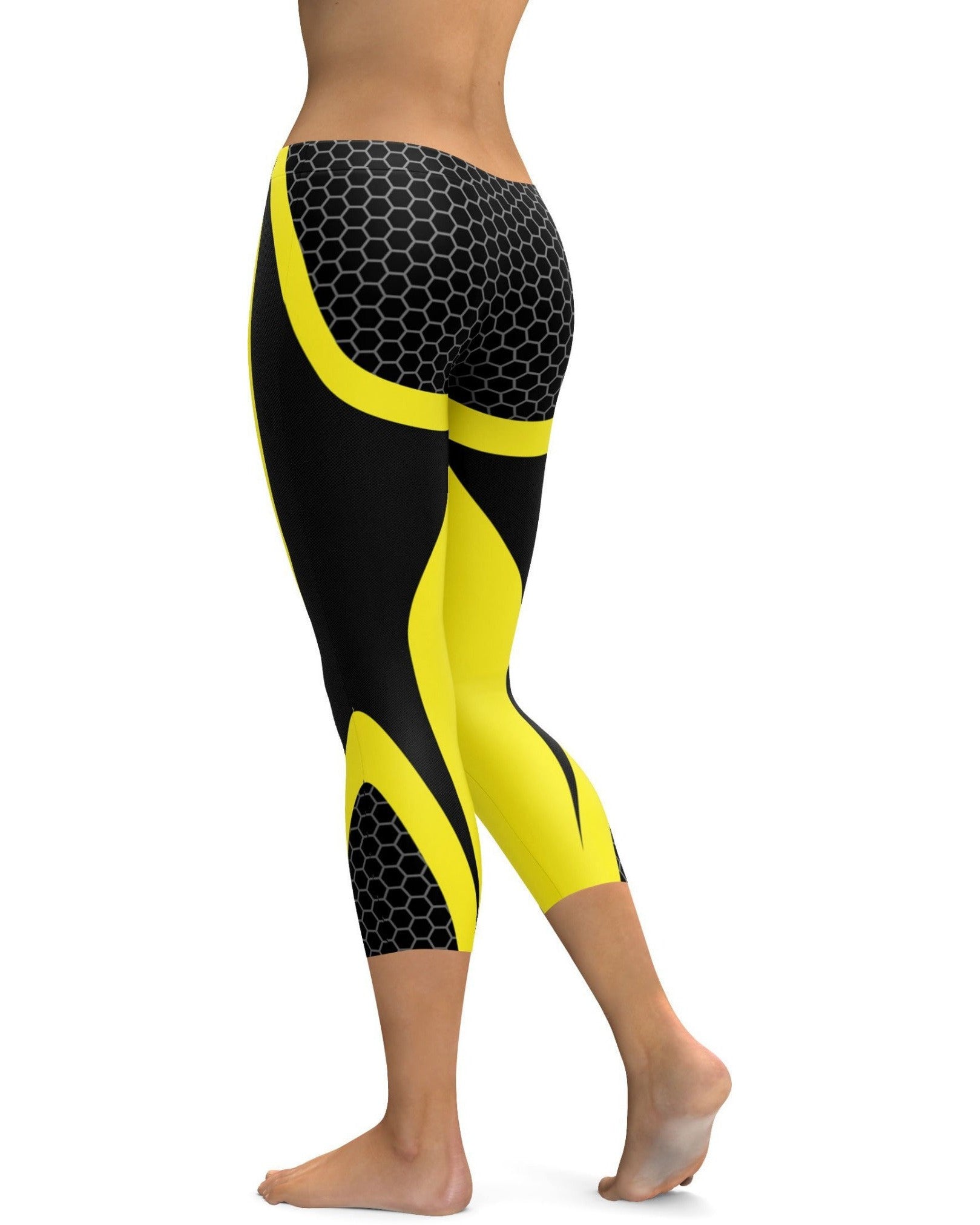 Yellow Honeycomb Carbon Capris | Gearbunch