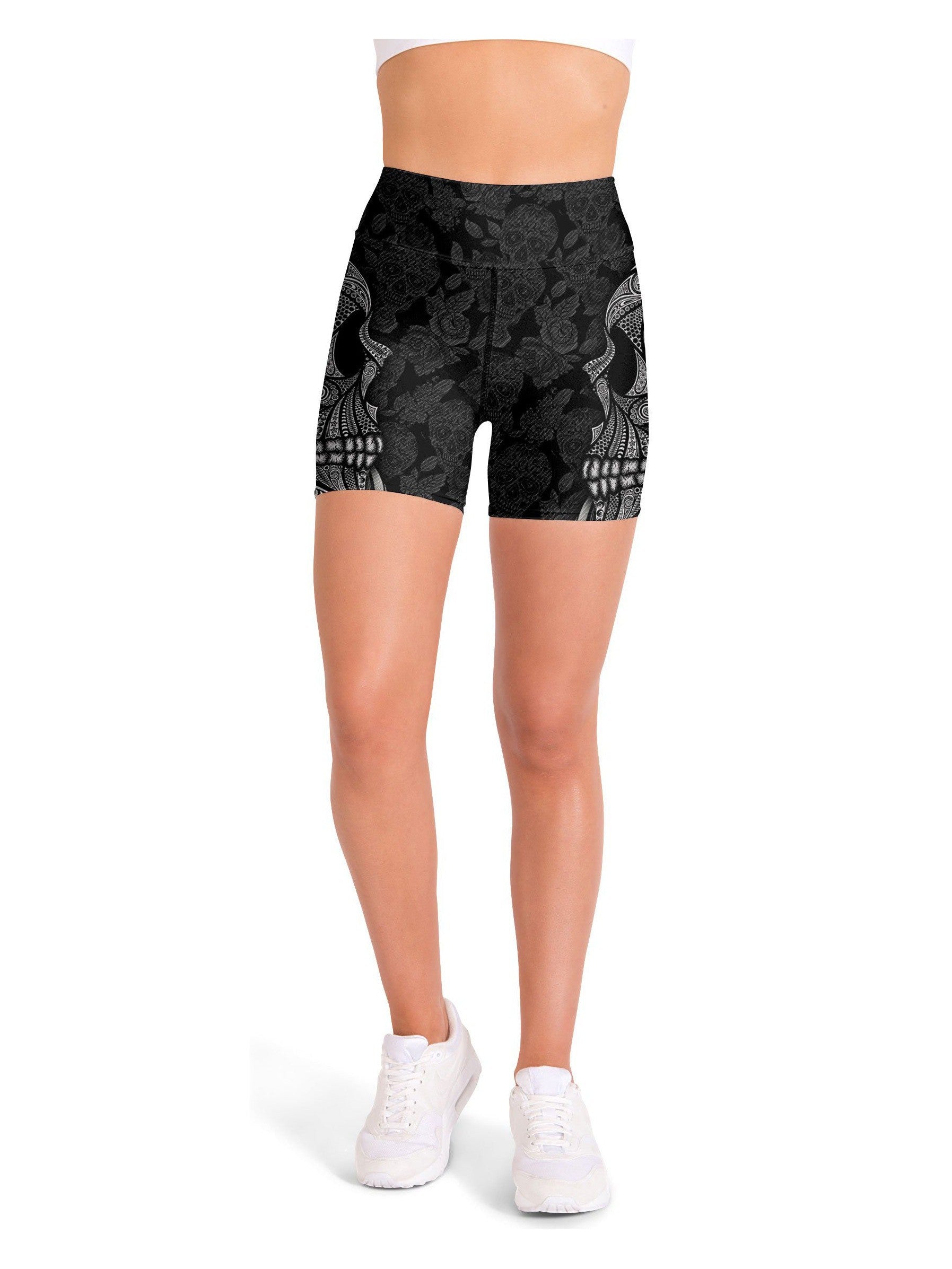 Ornamental Skull Yoga Shorts Gearbunch