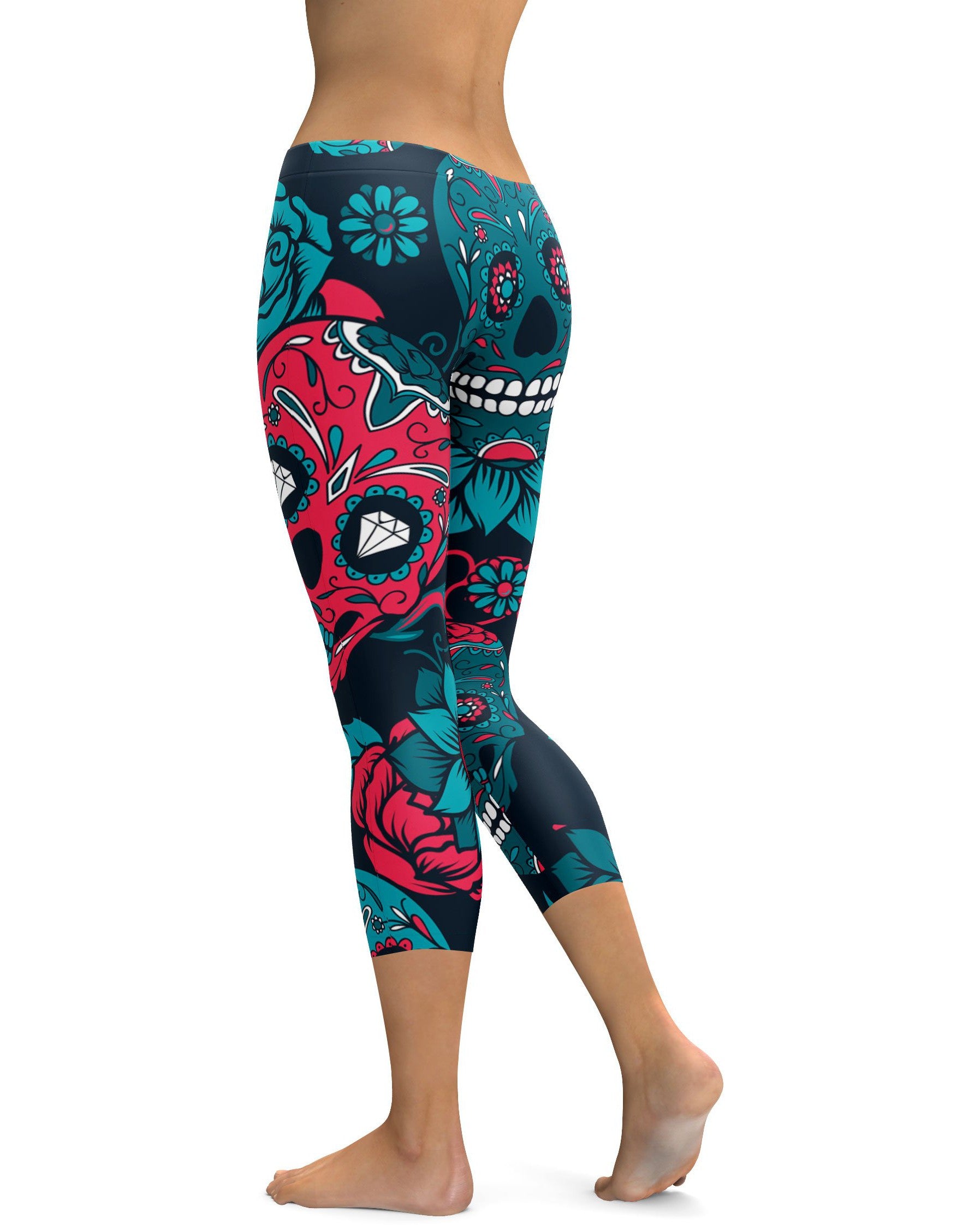 Blue Sugar Skull Capris | GearBunch