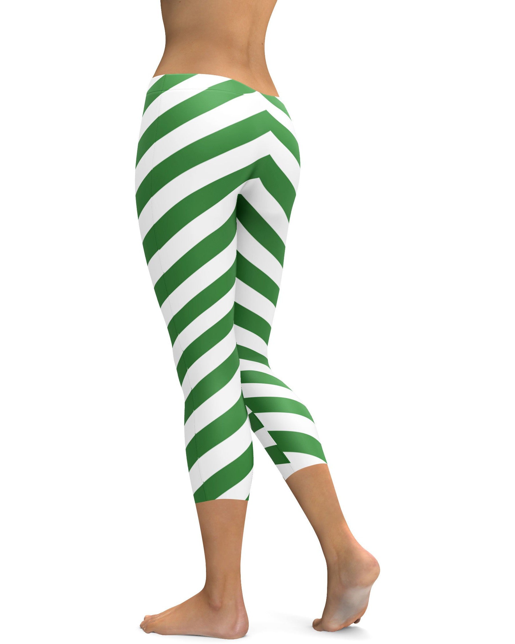 Irish Green Striped Capris - GearBunch Leggings / Yoga Pants