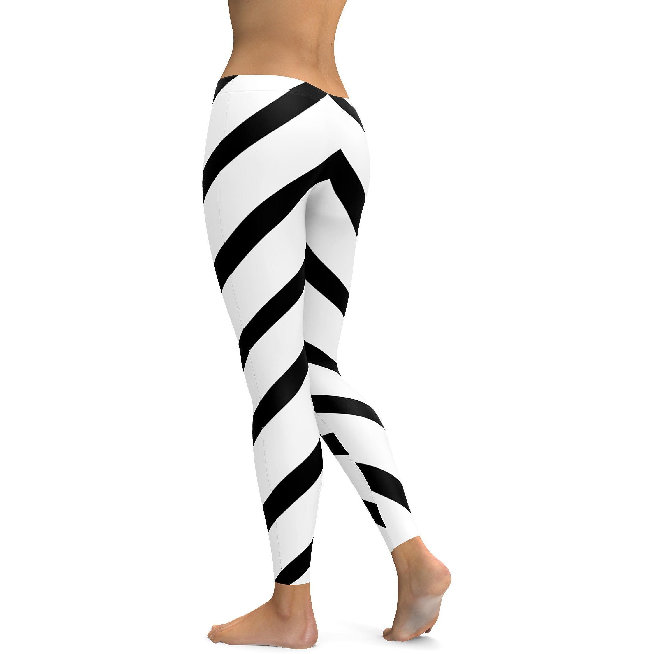 Black & White Striped Leggings - GearBunch Leggings