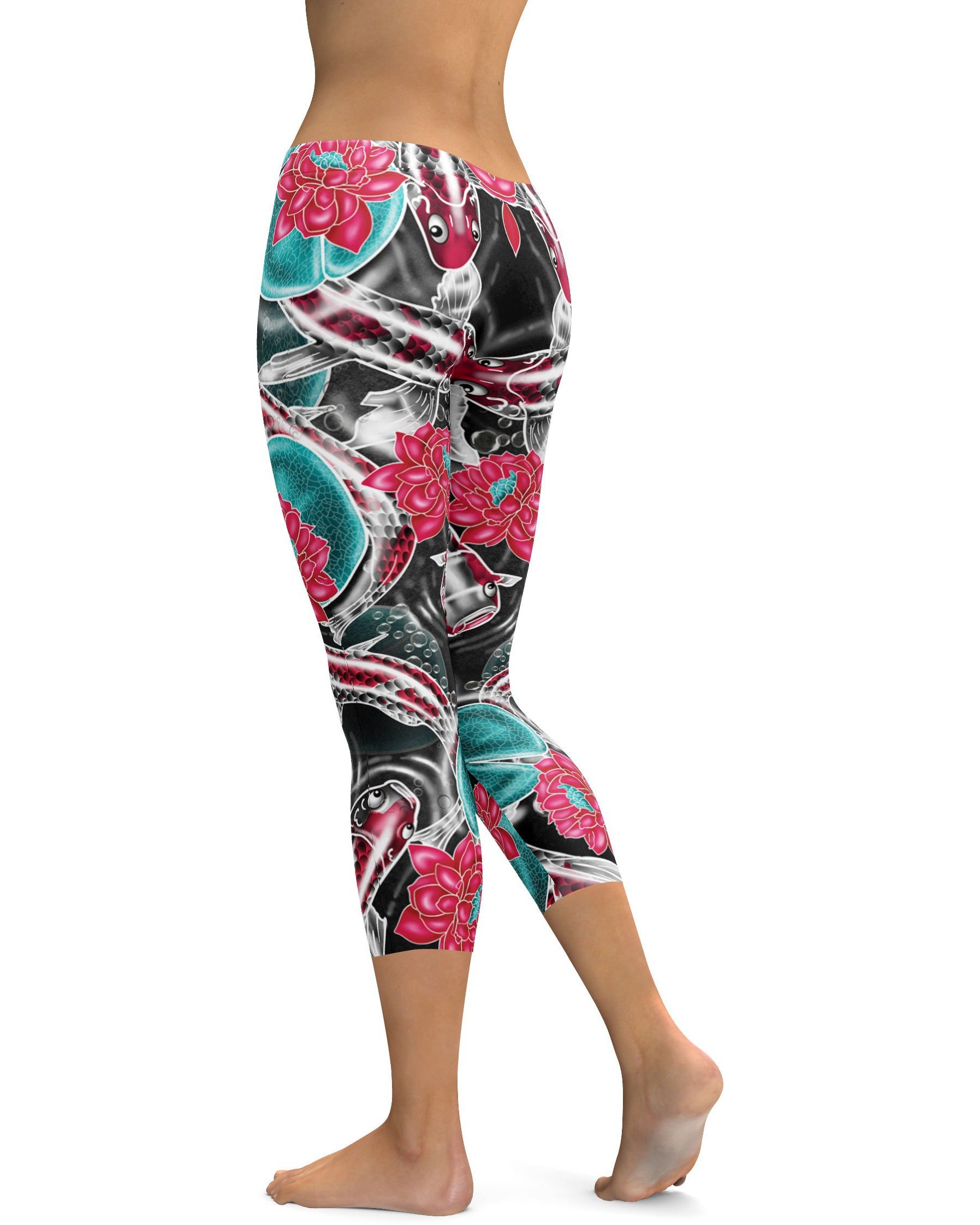 Colorful Koi Fish Capris - GearBunch Leggings / Yoga Pants